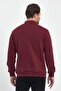 Men's Claret Red Cardigan with Cotton Zippered Stand Collar and Side Pockets - 6