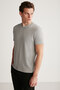Jeremy Men's Slim Fit Knitwear Looking Fabric Knitwear Collar Thick Textured Gray T-shirt - 4