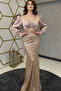 Satin Sequin Detailed Mermaid Evening Dress