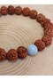 Aquamarine Embellished Rudraksha Seed Unisex Bracelet 8mm - 2