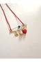 Glass Red Heart Evil Eye Beaded Necklace with Scottish Needle Letter - 5