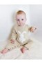 Unisex Baby Knitwear with Pompom, Rabbit Pattern Jumpsuit Beige