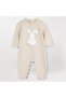Unisex Baby Knitwear with Pompom, Rabbit Pattern Jumpsuit Beige - 3