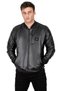 Men's Black Sleeve Collar Ribbed Zippered Faux Leather Sports Coat 23020662 - 4