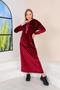 Burgundy Stone Printed Kangaroo Pocket Velvet Long Women's Dress| Long Sports Hijab Dress| Casual Dress - 6