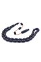 Master Working System Capsule Cut Dark Navy Blue Crimped Amber Prayer Beads - 2