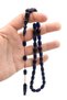 Master Working System Capsule Cut Dark Navy Blue Crimped Amber Prayer Beads - 4