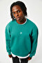 Eazy Basic Oversize Unisex Coral Green Crew Neck Thick Sweatshirt - 4