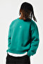 Eazy Basic Oversize Unisex Coral Green Crew Neck Thick Sweatshirt - 3