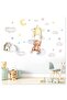 Cute Teddy Bear Swinging on the Swing Cloud and Stars Children's Room Wall Sticker