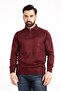 Men's Burgundy Thin Wool Knitwear Knitted Polo Neck Dad Sweater