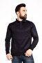 Men's Navy Blue Fine Wool Knitwear Knitted Polo Neck Sweater - 2
