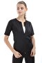 Polymer Coated Inside Fat Burning Front Zippered Short Sleeve Top Thermal Tights and Thermal Underwear Set - 6