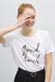 Women's Slogan Printed Ecru T-Shirt - 2