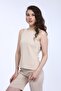 Women's Beige Ribbed Crew Neck Camisole Knitted Bustier - 2