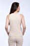 Women's Beige Ribbed Crew Neck Camisole Knitted Bustier - 4