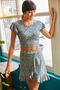 Women's Mint Floral Skirt Wrap Bottom Top Set TKM-19000140