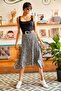 Women's Black Floral Asymmetrical Patterned Skirt ETK-19000122 - 3