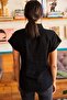 Women's Black Bat Linen Shirt GML-19000831 - 2