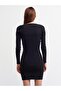 1063 Women's Low-cut Ribbed Dress-black - 4