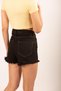 Women's Black Seamless Leg High Waist Denim Shorts - 3