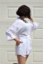 Women's White Muslin Shorts and Kimono Set - 2