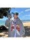 Love Is War Printed Oversize Zippered Gray Unisex Hooded Cardigan