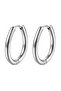 Unisex Silver Color Oval Cut Steel Hoop Earrings