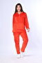 Women's Coral Collar Zippered Welsoft High Quality Fabric Sweat Suit Double Set - 2