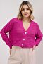 Women's Fuchsia Summer Hollowed Buttoned Cardigan - 2