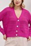 Women's Fuchsia Summer Hollowed Buttoned Cardigan