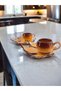 Decorative Sycamore Leaf Figured, Coffee Colored Tea Coffee Cup Set for 2 People