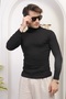 Men's Black Turtleneck Knitwear Lycra Sweater