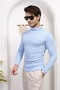 Men's Blue Turtleneck Knitwear Lycra Sweater
