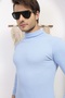 Men's Blue Turtleneck Knitwear Lycra Sweater - 5