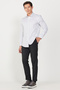 Men's White-Green Slim Fit Slim Fit Classic Collar 100% Cotton Striped Shirt - 2