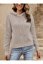 Women's Hooded Knitted Long Sleeve Sweatshirt Knitwear Pullover STONE - 3