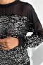 Women's Black Complete Sequin Embroidered Chiffon Detailed Blouse - 2