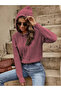 Women's Hooded Knitted Long Sleeve Sweatshirt Knitwear Pullover CINNAMON