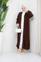 Women's Knitted Patterned Pocket Knitwear Cardigan Light Brown - 4