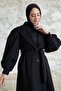 Diana Balloon Sleeve Belted Cashmere Coat - Black - 3