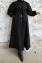 Diana Balloon Sleeve Belted Cashmere Coat - Black - 4