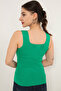 Women's Green Tank Top Thick Strap Tank Top Thin Summer Square Neck Knitwear ESP039 - 6