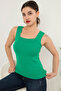 Women's Green Tank Top Thick Strap Tank Top Thin Summer Square Neck Knitwear ESP039