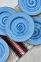 Trend blue special design hand painted porcelain cake presentation plate set for 6 people 19 cm - 2