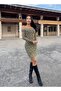 DOUBLE-BREASTED COLLAR DIGITAL PRINT LONG SLEEVE TULLE DRESS - 6
