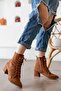 Katerina Tan Suede (5cm) Thick Heeled Pointed Toe Lace Up Daily Women's Boots - 3