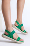 Women's Green Skin Single Strap Elastic Sandals - 3