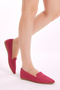 Women's Fuchsia Comfortable Fit Flat Knitted Ballerinas - 2