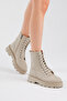 Women's Cream Skin Poly Sole Comfortable Fit Lace Up Boots - 5